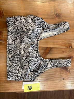 all in motion Snake Print Swim Top - Black and White